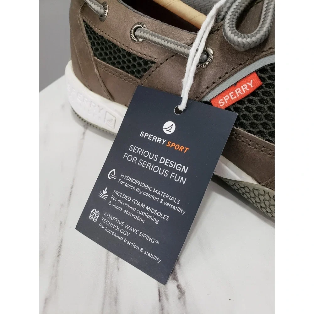 NEW SIZE 11 Sperry Top Sider Sea Kite Sport Moc Boat Shoe Gray Leather Slip On